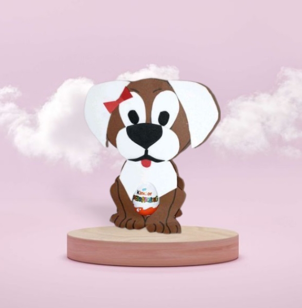 Geschenkschachtel Hund mit Schokoladen Ei Kindergeburtstag